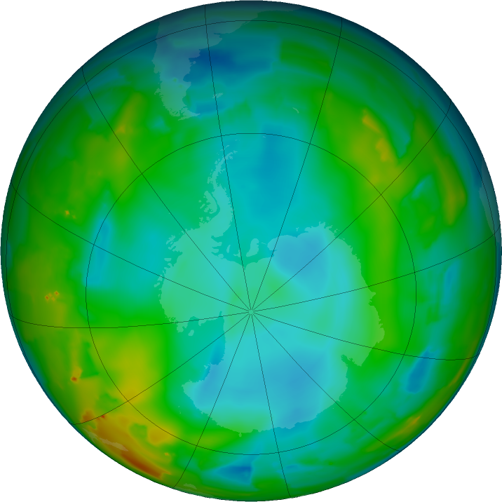 Antarctic ozone map for 11 July 2011